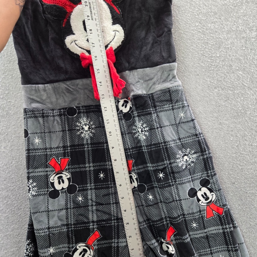 Disney Women Sleepwear Small Gray Plaid Juniors Velour Jumpsuit Mickey Mouse - Picture 5 of 10